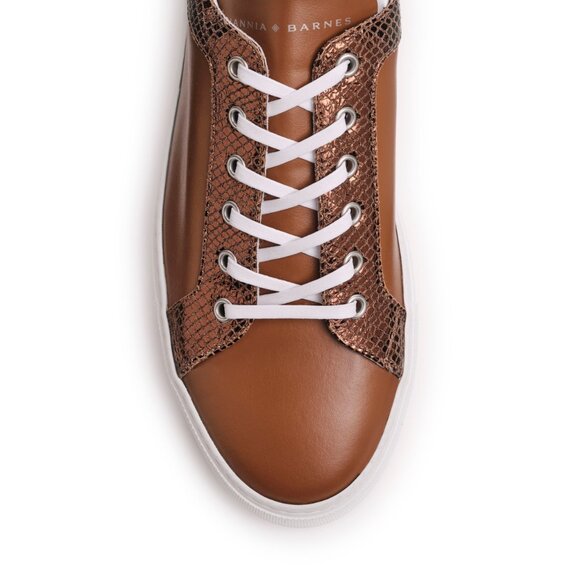Mens Billy Leather Low Top Sneaker in Royal Cognac - Picture 5 of 5